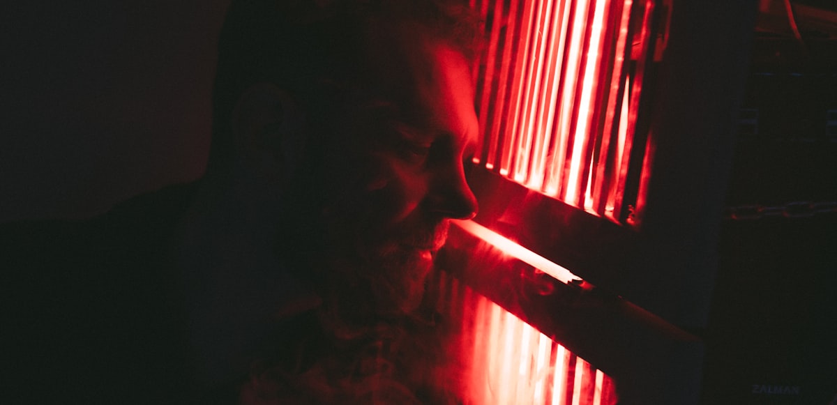 Man studying biohacking science and performance data